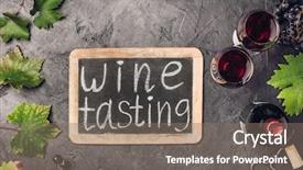  Presentation with testing - PPT theme featuring wine testing concept on dark background and a gray colored foreground