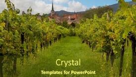  Presentation with vineyards - Beautiful presentation design featuring wine-village-and-vineyards backdrop and a tawny brown colored foreground