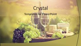  Presentation with wine green - PPT layouts enhanced with wine with barrel on vineyard background and a lemonade colored foreground