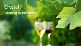  Presentation with vine wine - Theme featuring wine with grapes growing background and a tawny brown colored foreground