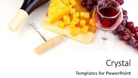  Presentation with wine cheese - Slide set featuring wine with wineglass and cheese background and a  colored foreground
