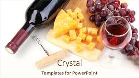  Presentation with wine book cheese - Audience pleasing presentation design consisting of wine with wineglass and cheese backdrop and a cream colored foreground