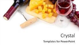  Presentation with wine book cheese - Presentation design having wine with wineglass and cheese background and a white colored foreground
