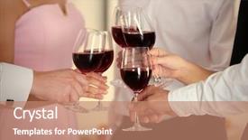  Presentation with party - Audience pleasing PPT theme consisting of wine women - people clinking glasses at party backdrop and a coral colored foreground