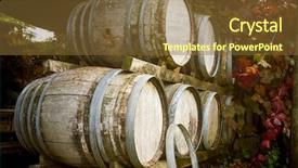  Presentation with wine barrel - Audience pleasing presentation design consisting of wine wooden barrels at winery backdrop and a tawny brown colored foreground