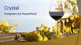  Presentation with grape vine - Slides featuring wineglasses and bunch of grape background and a sky blue colored foreground