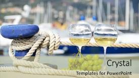  Presentation with yacht - Presentation design having yacht pier of la spezia background and a mint green colored foreground