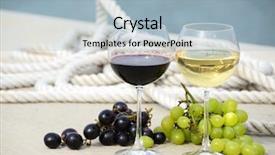  Presentation with yacht - Presentation featuring wineglasses and grapes on the yacht pier of la spezia italy background and a light blue colored foreground