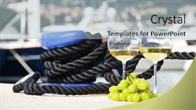  Presentation with yacht - Beautiful PPT layouts featuring wineglasses and grapes on the yacht pier of la spezia italy backdrop and a light blue colored foreground