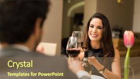  Presentation with restaurant toasting - Presentation featuring fine day - couple toasting wineglasses background and a violet colored foreground