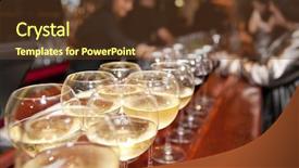  Presentation with crowd - Presentation design with wineglasses on bar counter background and a tawny brown colored foreground