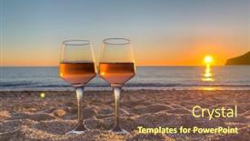  Presentation with romance - Slides having wineglasses-on-the-beach background and a violet colored foreground