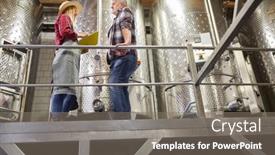  Presentation with fermentation - Beautiful PPT layouts featuring winemaker-and-trainee-with-checklist backdrop and a gray colored foreground