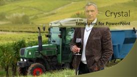  Presentation with wine tasting - PPT theme consisting of agriculture vehicle - winemaker tasting a glass background and a yellow colored foreground