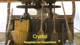  Presentation with winery - Colorful slides enhanced with winepress - historical section of champagne winery backdrop and a tawny brown colored foreground