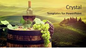  Presentation with bottle red wine - Cool new slide deck with wineries - red wine bottle and wine backdrop and a yellow colored foreground