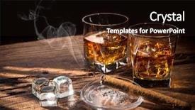 Presentation with spirits - PPT theme having wines spirits - glasses of whiskey with smoking background and a wine colored foreground