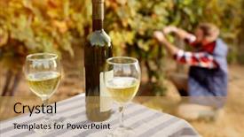  Presentation with wine - PPT layouts consisting of wineyard - white wine in wine glass background and a yellow colored foreground