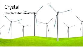  Presentation with wind turbines - Cool new PPT theme with isolated wind turbines on green field backdrop and a white colored foreground