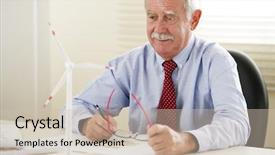  Presentation with engineering desk of civil engineer - Presentation theme having eco engineer projecting new areas background and a soft green colored foreground