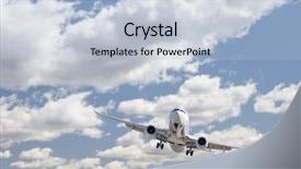  Presentation with jet airplane - Beautiful presentation design featuring wing aircraft - jet airplane landing with dramatic backdrop and a  colored foreground