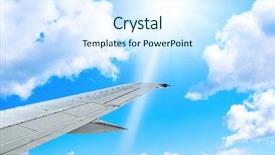 Presentation with plane - Presentation theme with wing aircraft - plane and sun background and a sky blue colored foreground