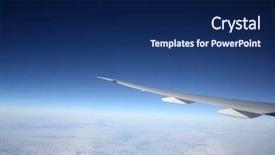  Presentation with airplane - Theme featuring wing of airplane from window background and a navy blue colored foreground