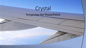  Presentation with airplane night sky - PPT theme with wing of an airborne airplane with blue sky and ocean below background and a light blue colored foreground