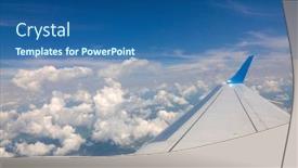  Presentation with sunny sky - Beautiful slides featuring wing-of-an-aircraft-flying backdrop and a ocean colored foreground