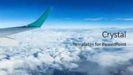  Presentation with aircraft - Amazing slide set having wing of an aircraft backdrop and a light blue colored foreground