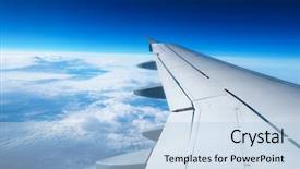  Presentation with air plane - Presentation featuring wing of an airplane flying background and a light blue colored foreground