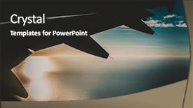  Presentation with airplane - Presentation theme featuring wing of an airplane flying background and a dark gray colored foreground