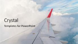  Presentation with airplane wing through airplane window - Amazing PPT theme having wing of an airplane flying backdrop and a white colored foreground