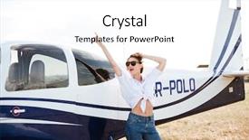  Presentation with plane - Theme consisting of wing up people - attractive young woman posing near background and a  colored foreground