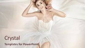  Presentation with girl in red dress - Presentation theme with wing up people - beautiful girl in blowing dress background and a lemonade colored foreground