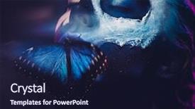  Presentation with butterfly - Amazing presentation theme having wing up people - beautiful woman with blue hair backdrop and a wine colored foreground