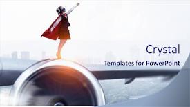  Presentation with super hero - Cool new slide deck with wing up people - little super hero mixed media backdrop and a sky blue colored foreground