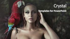  Presentation with fitness and beauty - PPT theme having wing up people - sensual blonde beauty posing background and a  colored foreground