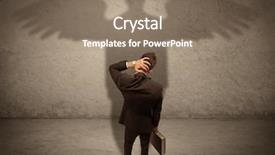  Presentation with giving - Amazing PPT theme having wing up people - successful businessman holding a briefcase backdrop and a coral colored foreground