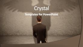  Presentation with giving - Theme enhanced with wing up people - successful businessman holding a briefcase background and a coral colored foreground