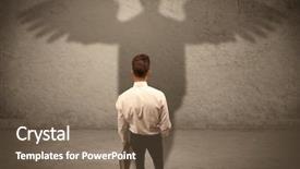  Presentation with giving - Cool new PPT theme with wing up people - successful businessman holding a briefcase backdrop and a violet colored foreground