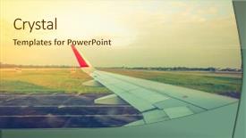  Presentation with runway - Presentation theme with wing while breaking during landing on runway filtered image processed vintage effect background and a cream colored foreground