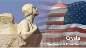  Presentation with democracy - PPT layouts having winged figure of democracy pursues background and a violet colored foreground