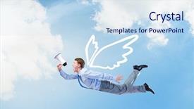  Presentation with sky is the limit - Theme enhanced with wings flying in sky background and a sky blue colored foreground