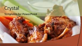  Presentation with bbq chicken - Audience pleasing PPT layouts consisting of wings in basket with ranch backdrop and a mint green colored foreground
