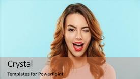  Presentation with cheerful - Theme consisting of winking isolated over blue background background and a red colored foreground