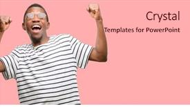  Presentation with energy power - PPT theme having winner - african black man wearing sunglasses background and a coral colored foreground