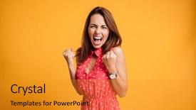  Presentation with electric yellow fish - Colorful presentation design enhanced with winner - close-up of emotional young attractive backdrop and a gold colored foreground