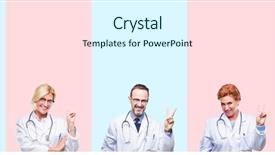  Presentation with collage medical - Cool new presentation theme with winner - collage of group professionals doctors backdrop and a sky blue colored foreground