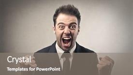  Presentation with winner - Cool new slide deck with winner - happy businessman of his success backdrop and a gray colored foreground